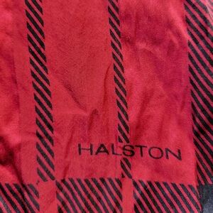 Halston Heritage Red and Black Plaid Silky Scarf, 60" x 12"